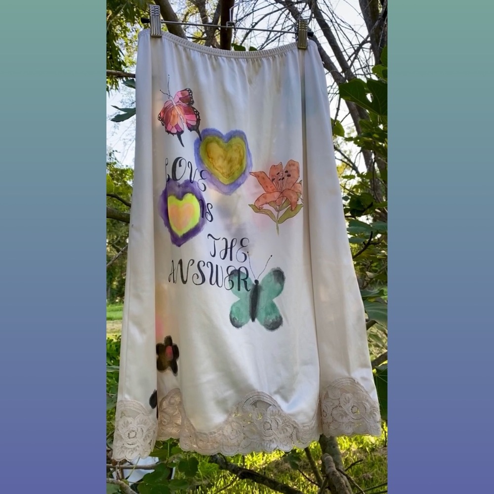 SOLD//Love is the answer vintage slip skirt - Picture 3 of 6